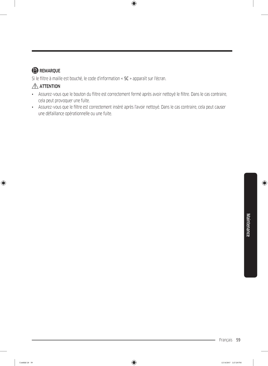 Samsung WW10M86GNOA/EF manual Français 59  